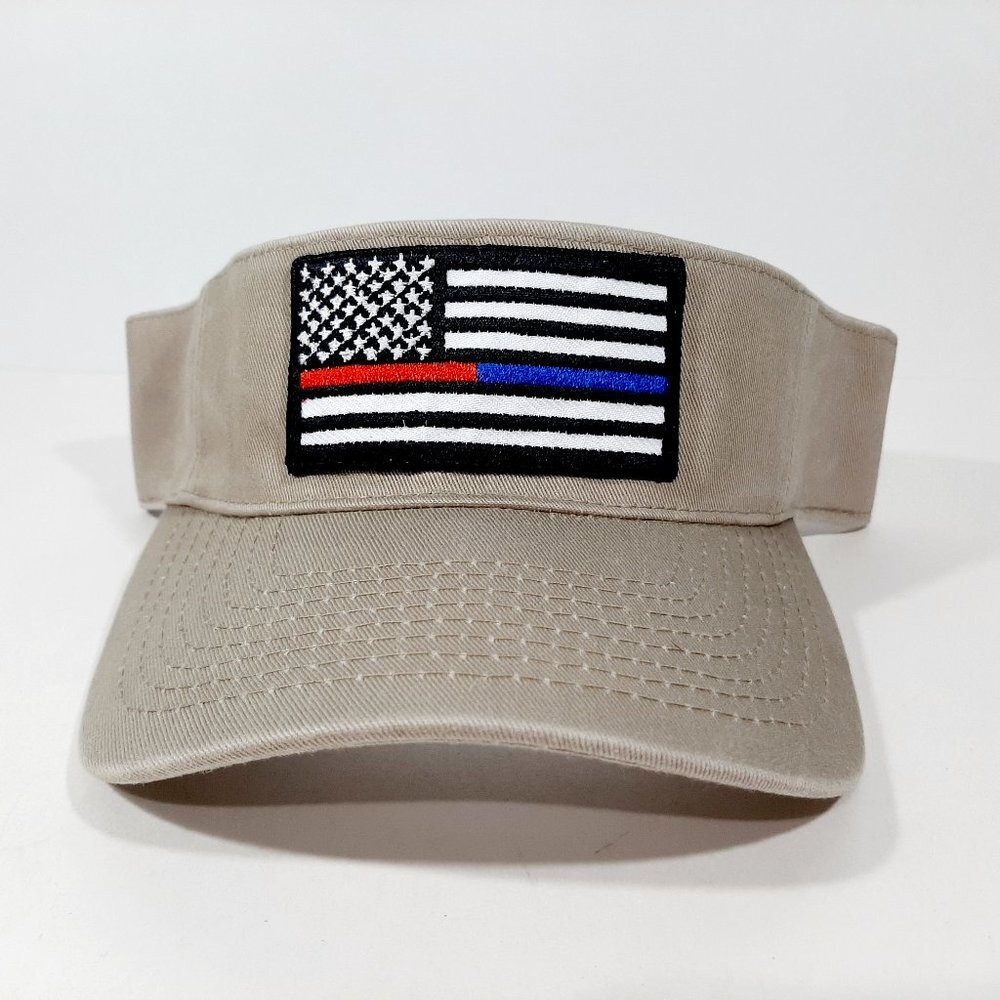 Thin Blue Red Line Flag Visor Hat Embroidered Patc